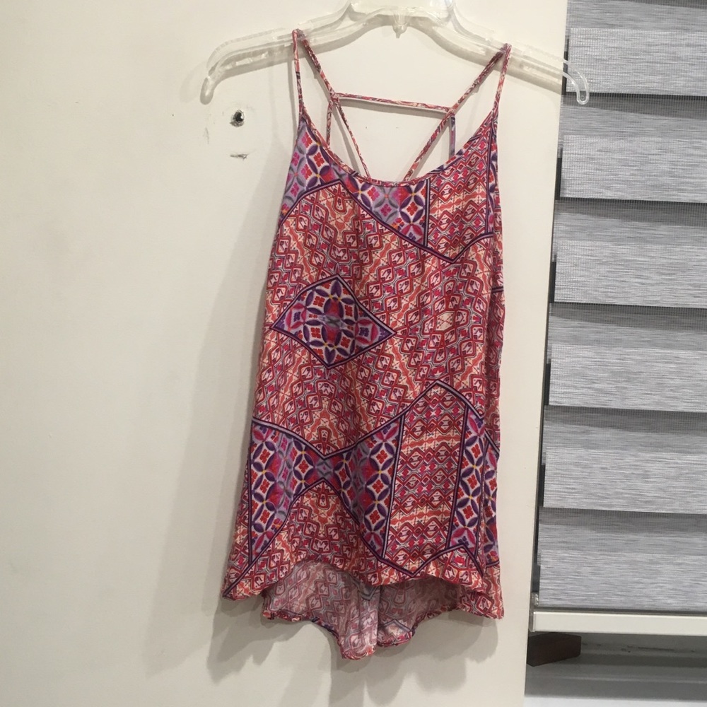 MINKPINK Geometric/floral spaghetti strap hilo top